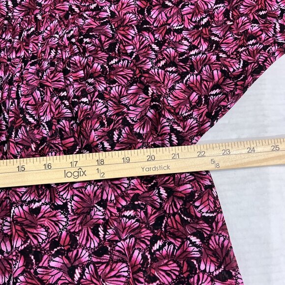 Michael Kors Top Women 1X Dark Purple Floral Chiffon Pleated Semi Sheer Blouse - Picture 6 of 8